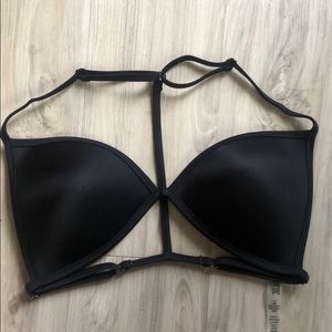 Black triangle adjustable push-up swimsuit top